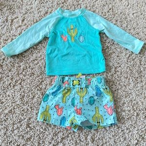 Cactus Baby Boy swim set- trucks and rash guard